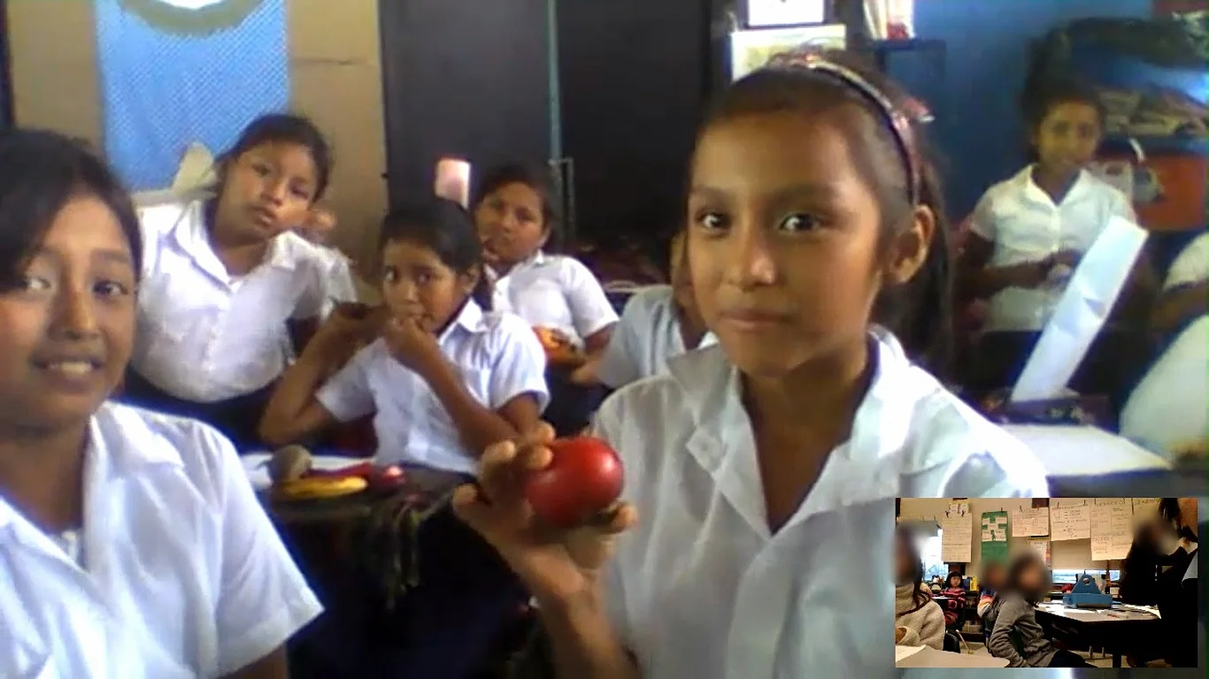 Student shares about her favorite vegetable (tomatoes) through a virtual exchange