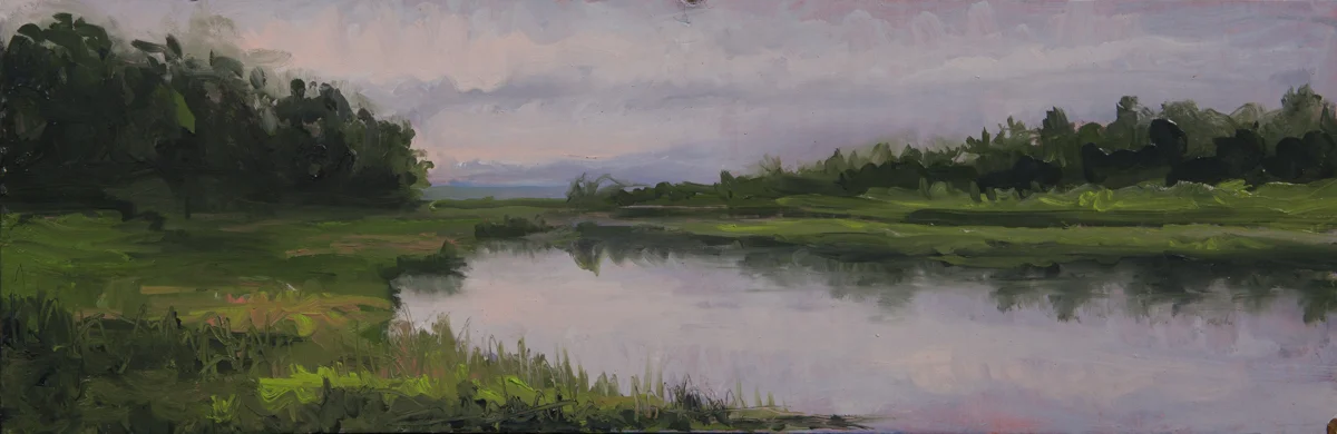 Rand's Canal. Oil on Panel. 8" x 24" Location: Falmouth, MA Photo Credit Hayward Photography