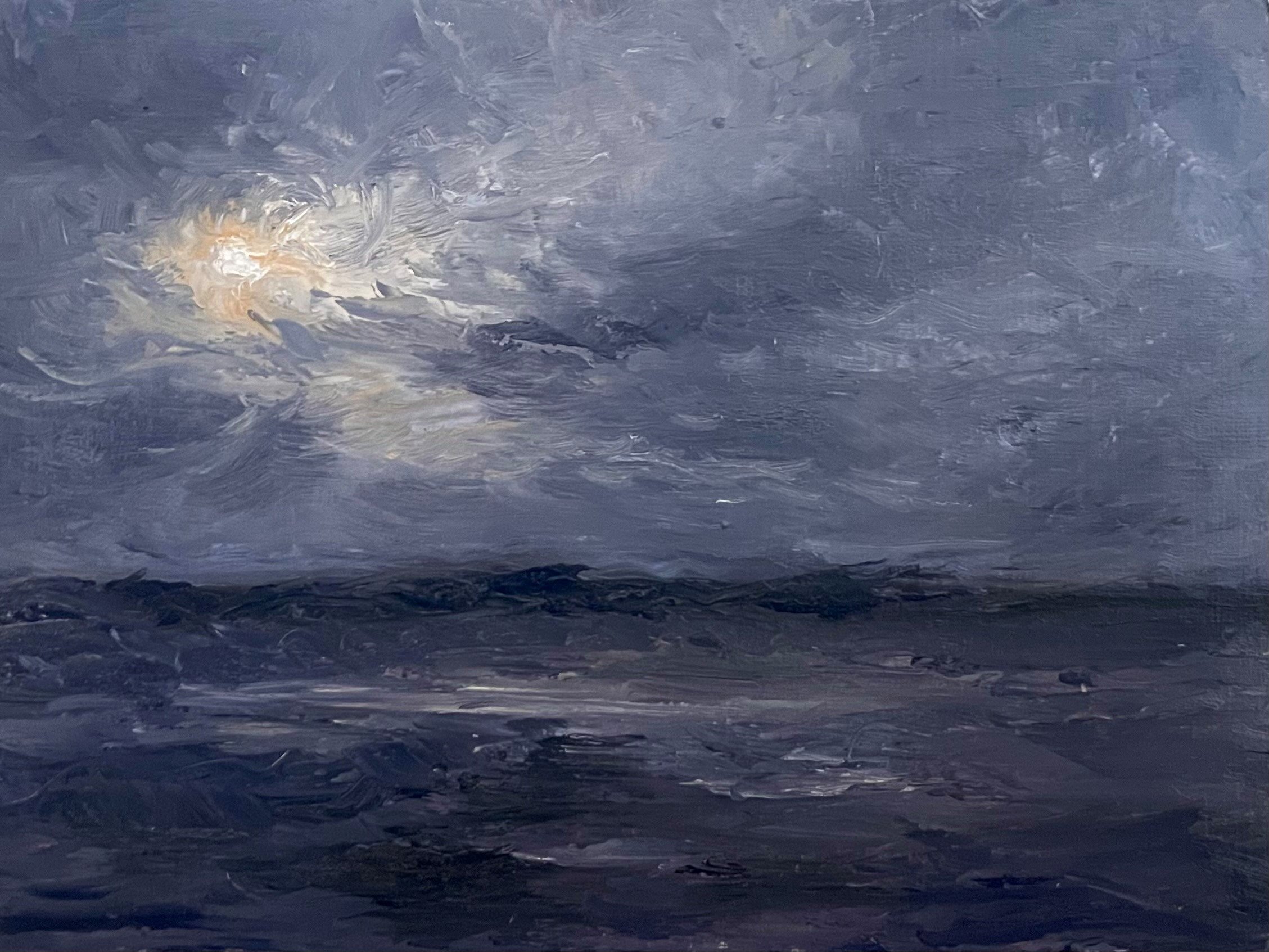 21-02-26  Experiment with Night Marsh Moon   Oil on Gesso Paper    9 x 12 inches  .jpg