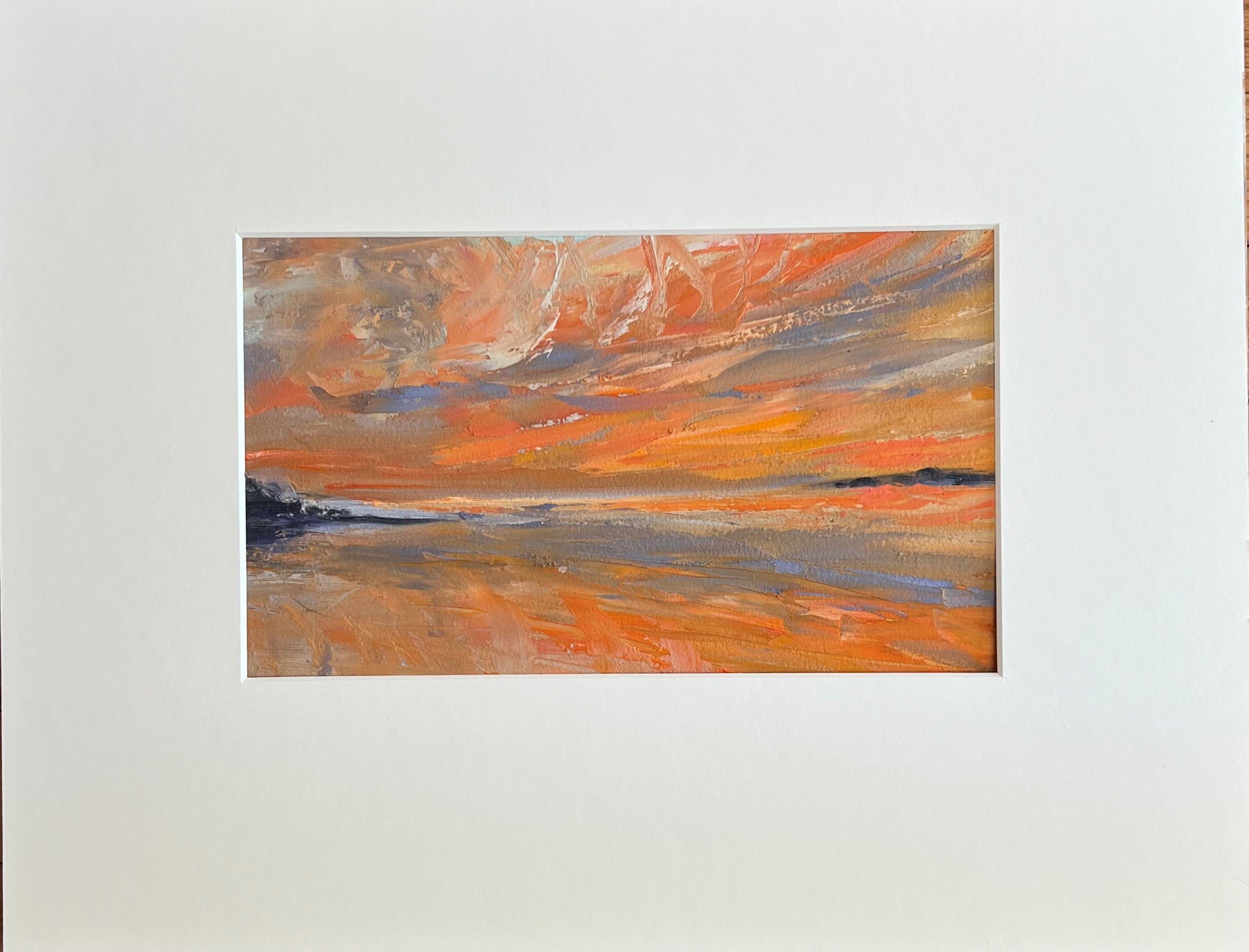 2021 Shell Beach Sunset Series Oil on Paper Mat 14x18 Pen 6.25x11 Guilford, CT.jpg