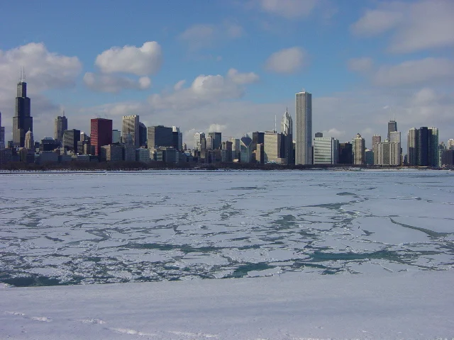 Chicago skyline in the winter