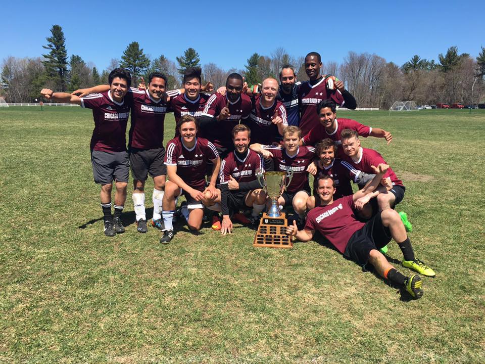 Booth Soccer Club at the Tuck MBA World Cup where the team beat out serious competition from other top business schools and took home 1st place!