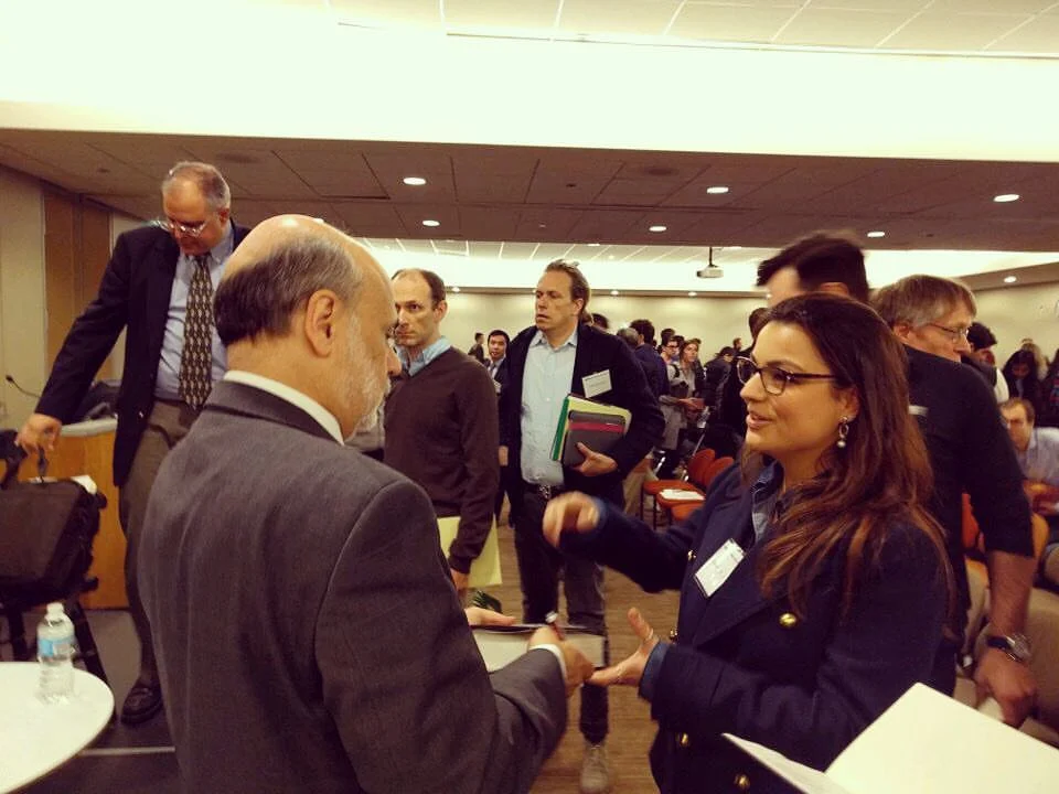 Awestruck Boothie, Aline Camargo, gathers “courage to act” on Ben Bernanke’s (now common) presence at Booth Campus!