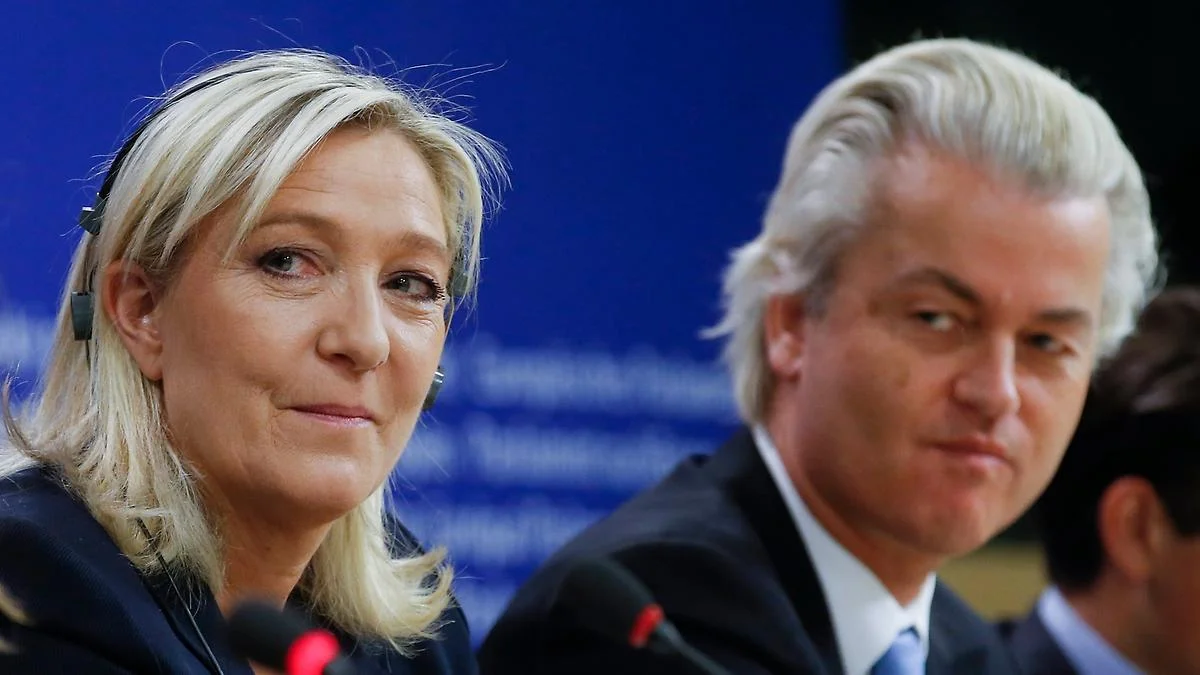 Marine Le Pen (left, France) and Geert Wilders (right, Netherlands) lead the European anti-EU wave.