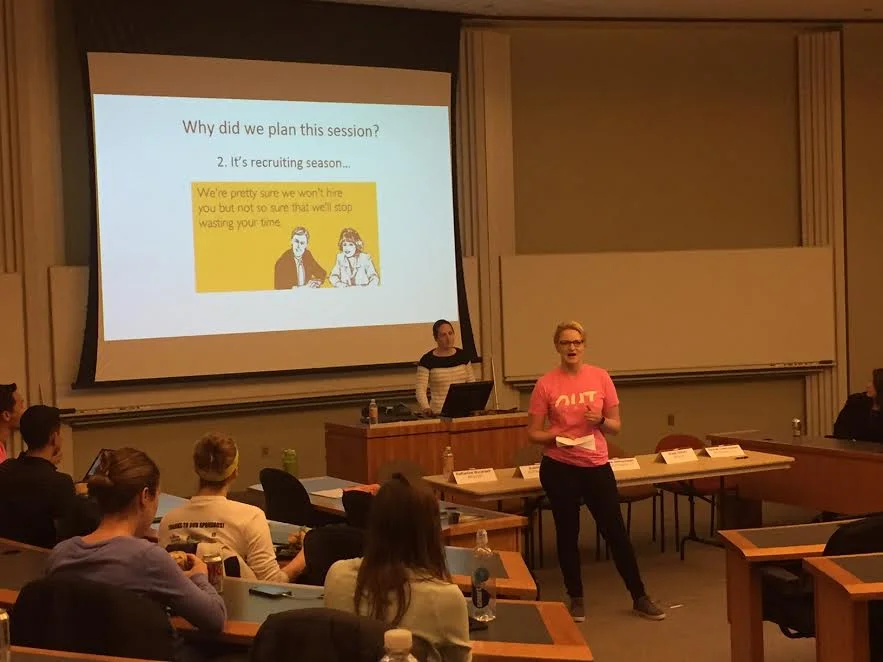 Katie Wurzbach and Rachel Chamberlain, class of 2017 leaders of the Armed Forces and OUTreach LGBTQ student groups. respectively, share the purpose of gathering to discuss mental health issues. 