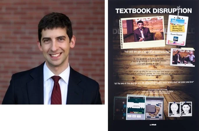 Drew Jacobs, Class of 2018 discusses Simon Denny's 08.55 Textbook Disruption (pictured) and Janice Kerbel's Ballgame.