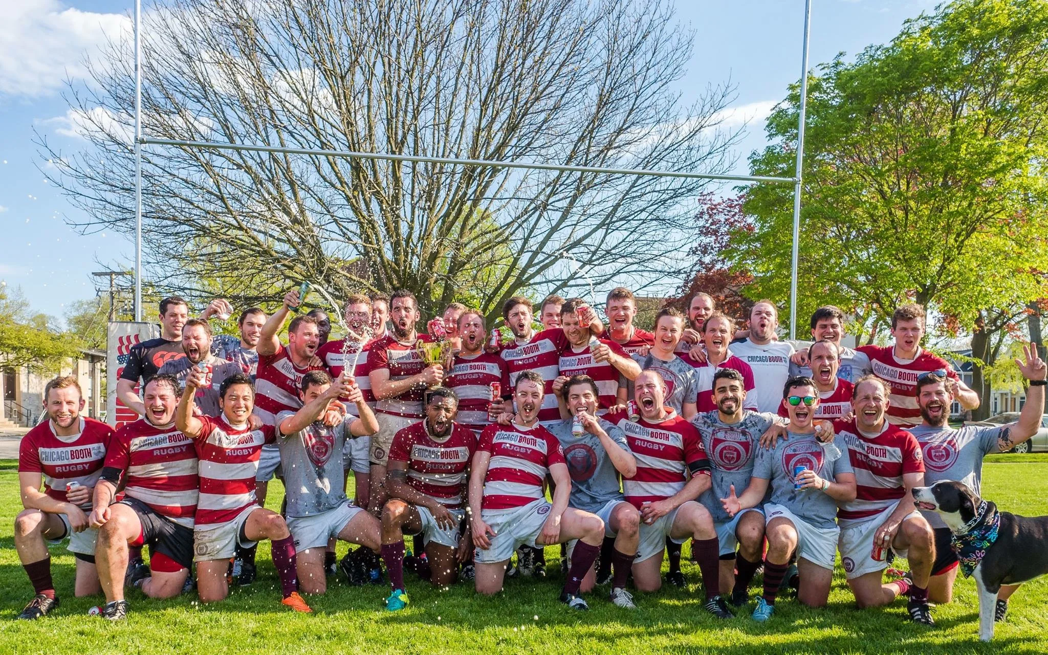 Booth Rugby celebrates after victory against Kellogg in Evanston.