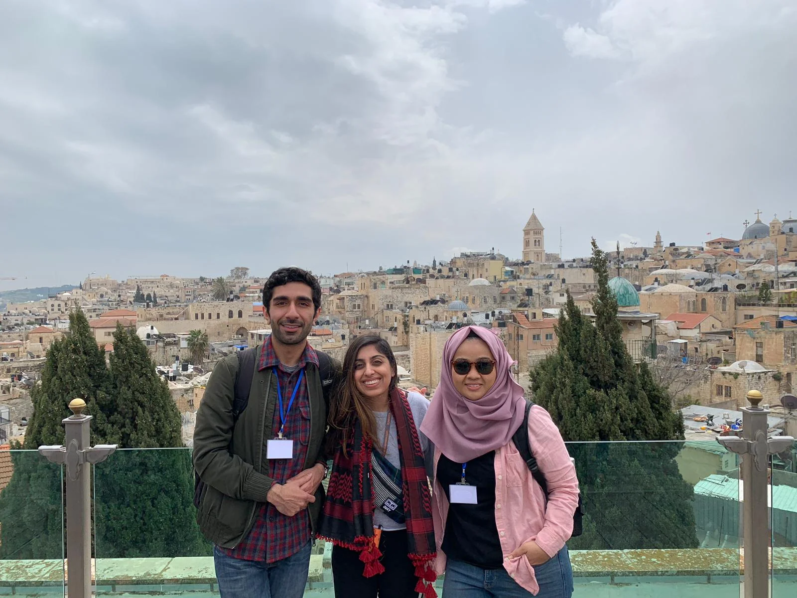 Haroun Dada, Kiran Palla and Zata Zulkiply in Jerusalem