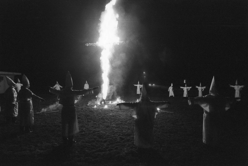   Members of Ku Klux Klan at a night ceremony in  Dunham Springs, LA. December, 1976&nbsp; © Jean-Pierre Laffont 