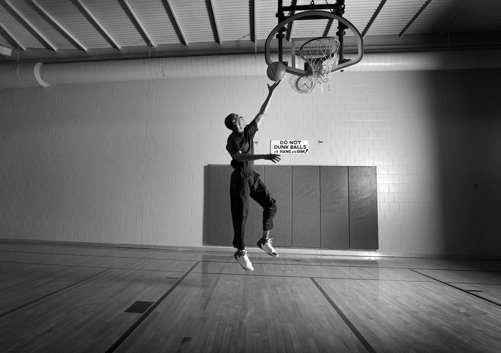  The then Senator, Barrack Obama, plays basketball in a small gym in Iowa.&nbsp;© Bill Frakes/Sports Illustrated 