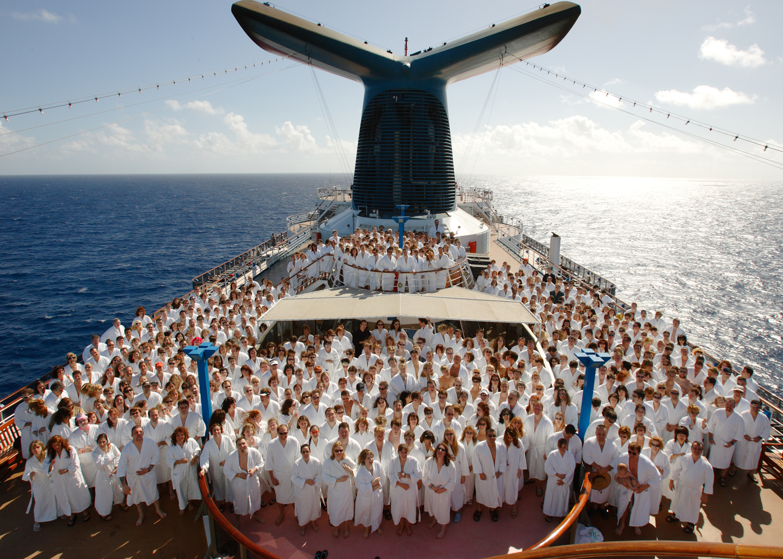 The band Barenaked Ladies, along with 600 of their fans, get ready to drop their robes on the inaugural "Ships and Dip" cruise. January 16, 2007 © David Bergman