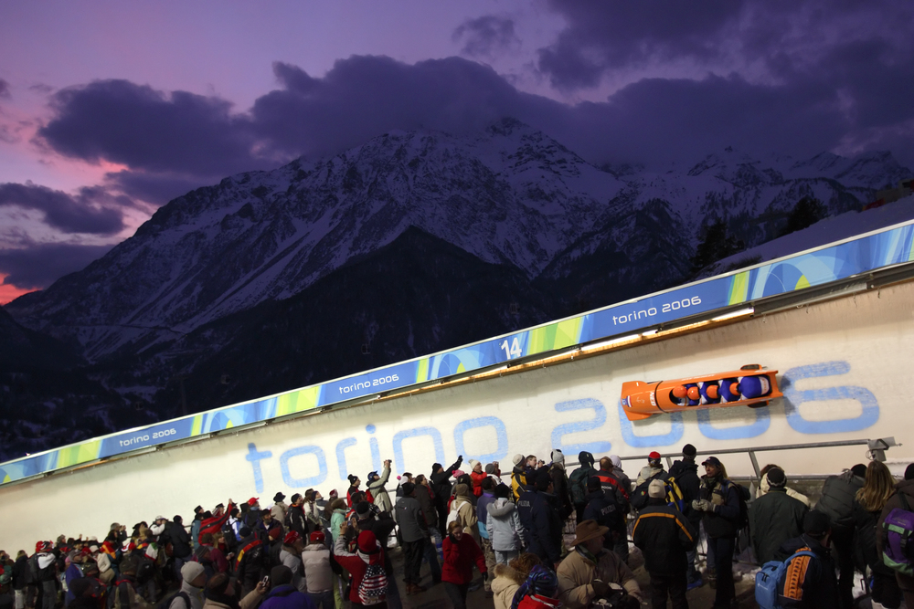   The four-man bobsleigh at the 2006 Winter Olympics in Torino, Italy. February 25, 2006&nbsp;© David Bergman  