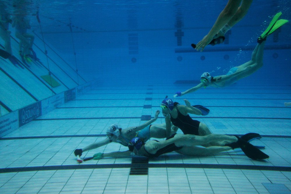   Originally called “octopush,” underwater hockey was invented back in 1954 by four English divers looking to stay fit during the winter months, when it was too cold to dive the North Sea.&nbsp;© Sol Neelman  