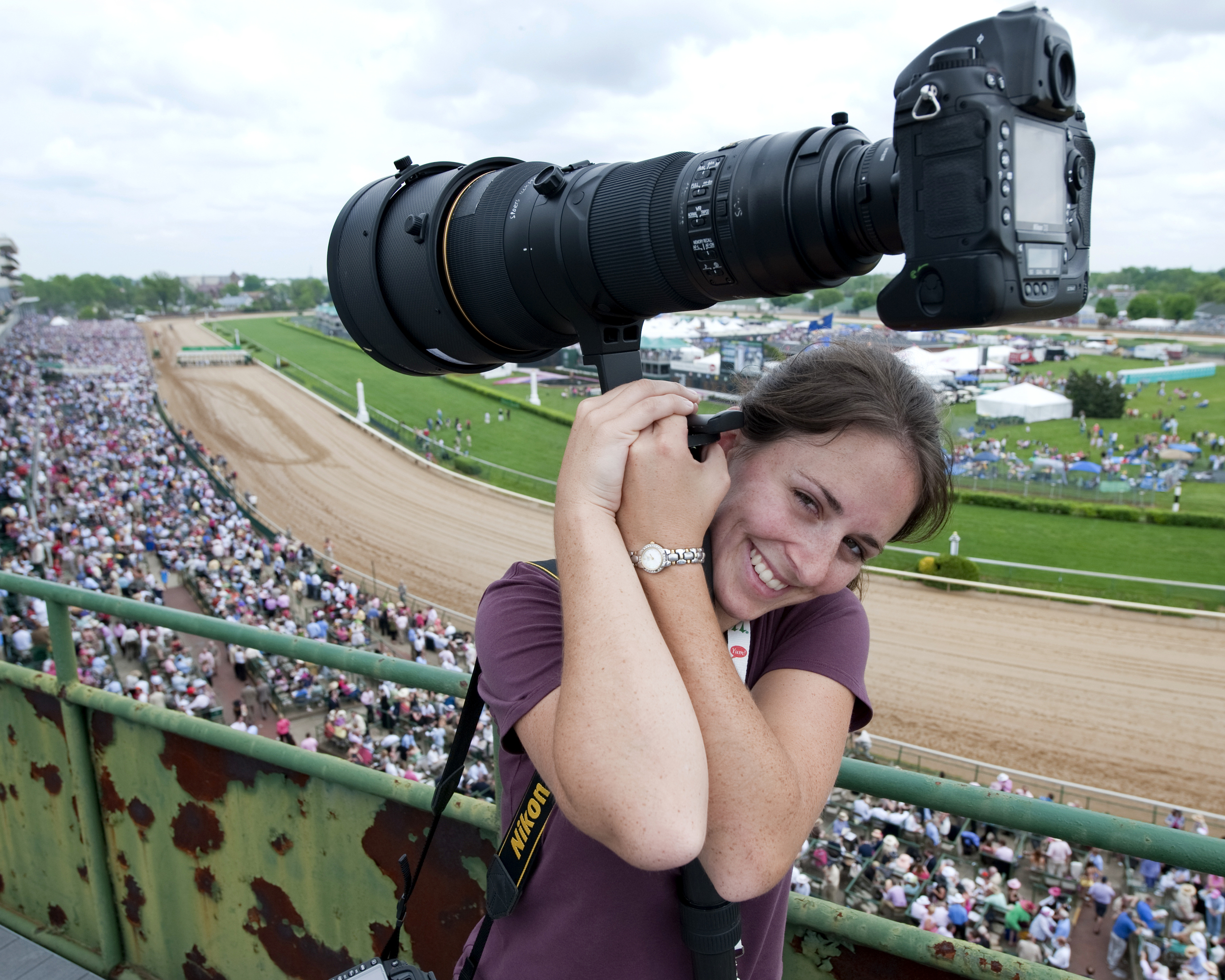 Laura Heald on the roof at Churchill Downs. © Bill Frakes/Straw Hat Visuals