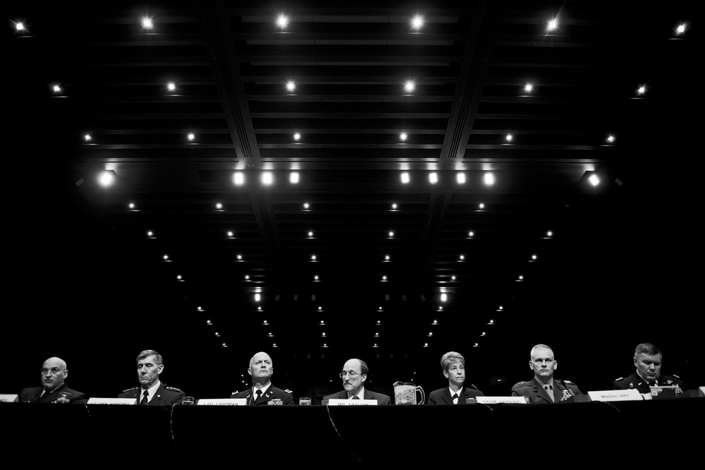   The War Within: Military lawyers from the US Air Force, Army, Navy, Marines and Coast Guard testify during a Senate Armed Services Committee hearing on Capitol Hill. The hearing was held to discuss sexual assaults in the US Armed Forces.  © Mary F.