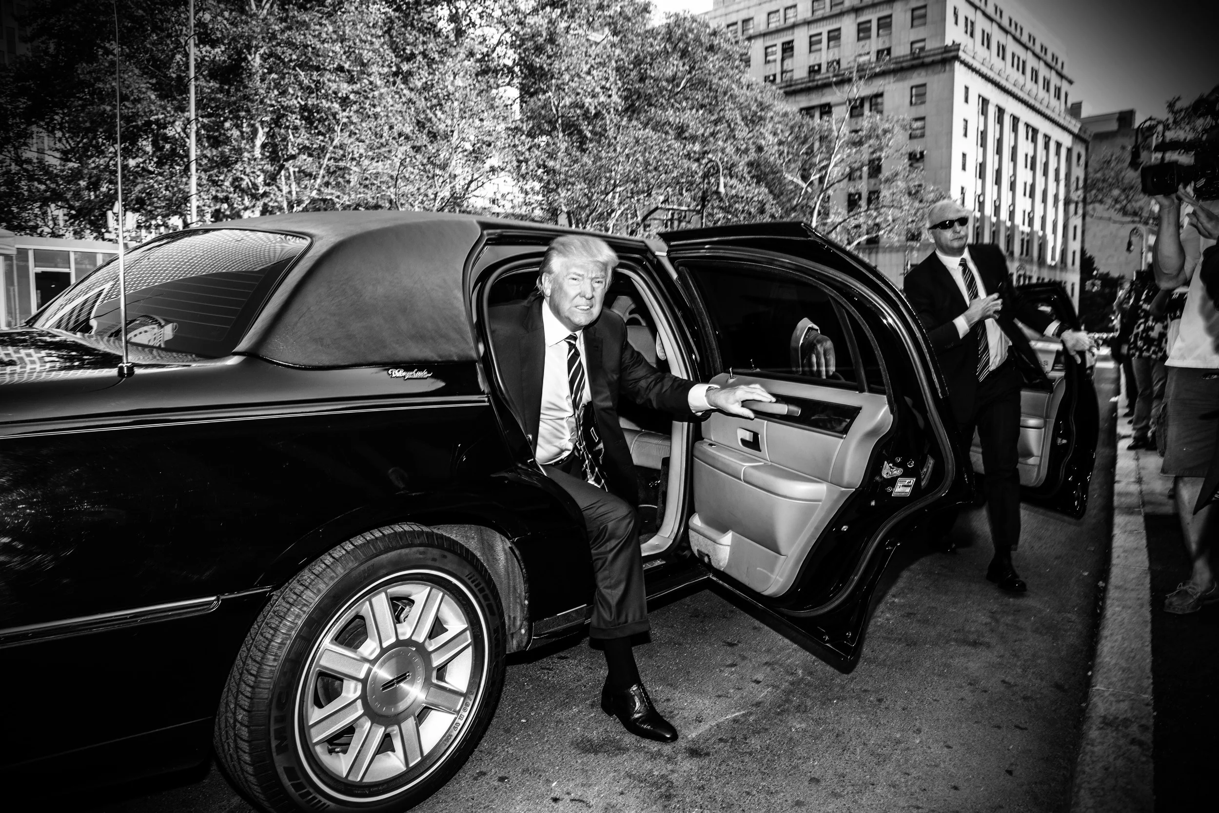 Politics in Black & White: Donald Trump arrives for jury duty. © Mark Peterson/ ReduxPictures