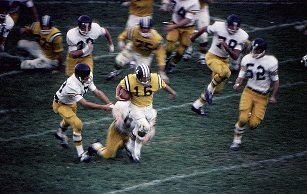  In the beginning:&nbsp;Dave Lanahao runs 99 yards from scrimmage. &nbsp;(Colorado College vs Colorado Mines) 1967. © 2015 David Burnett/Contact Press Images 