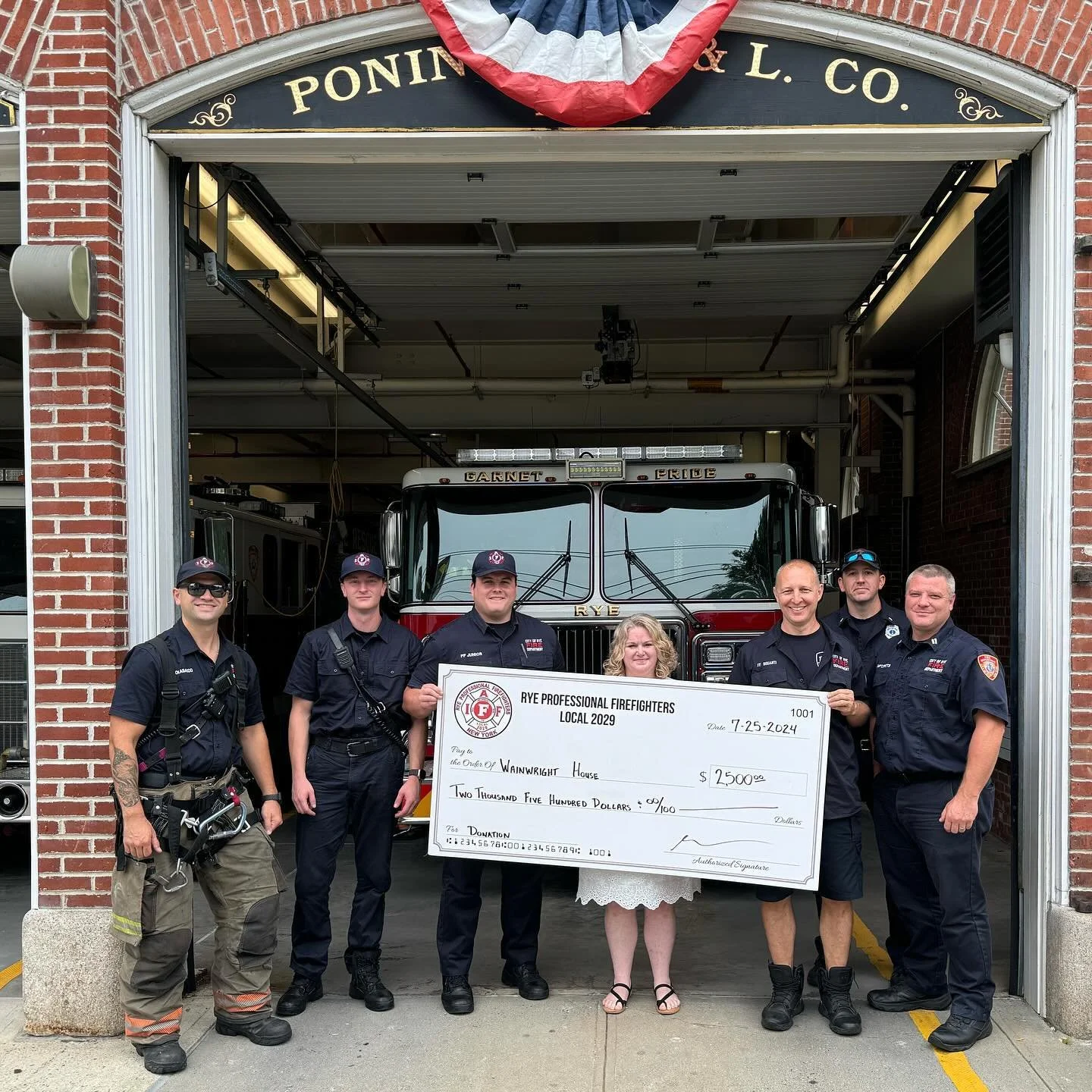 @wainwrighthouseinc joined us today for a check presentation, they submitted a grant application for a project they are doing on their Fonrose Cottage. Link in bio for our grant application. @ryefirefighters #ryeny #2029 #501c3 #nonprofitorganization