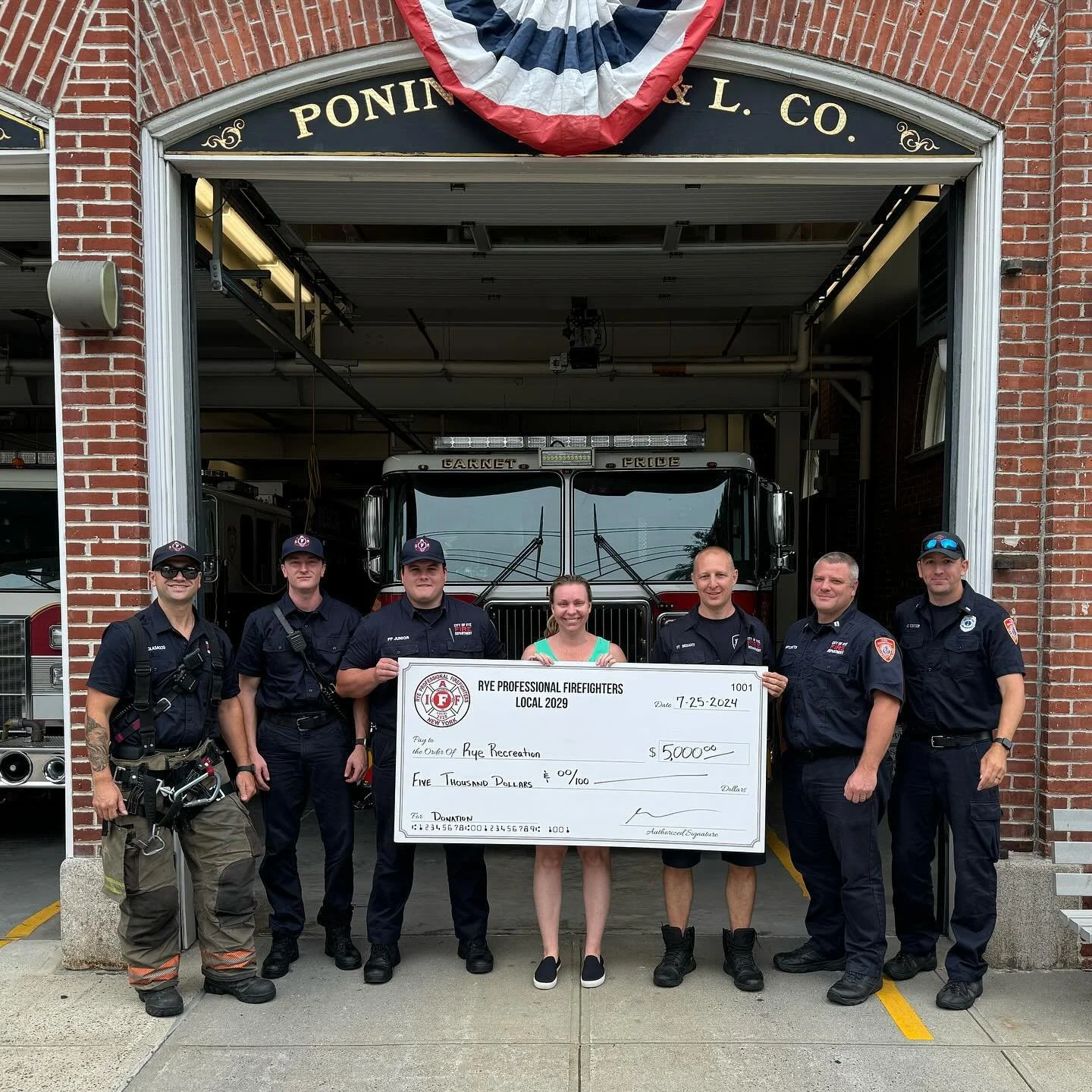 @rye_recreation is a recipient of a donation through our rolling grant application. Erin joined us today for our check presentation. The money donated today helps provide camp scholarships. Link in bio for our grant application. @ryefirefighters #202