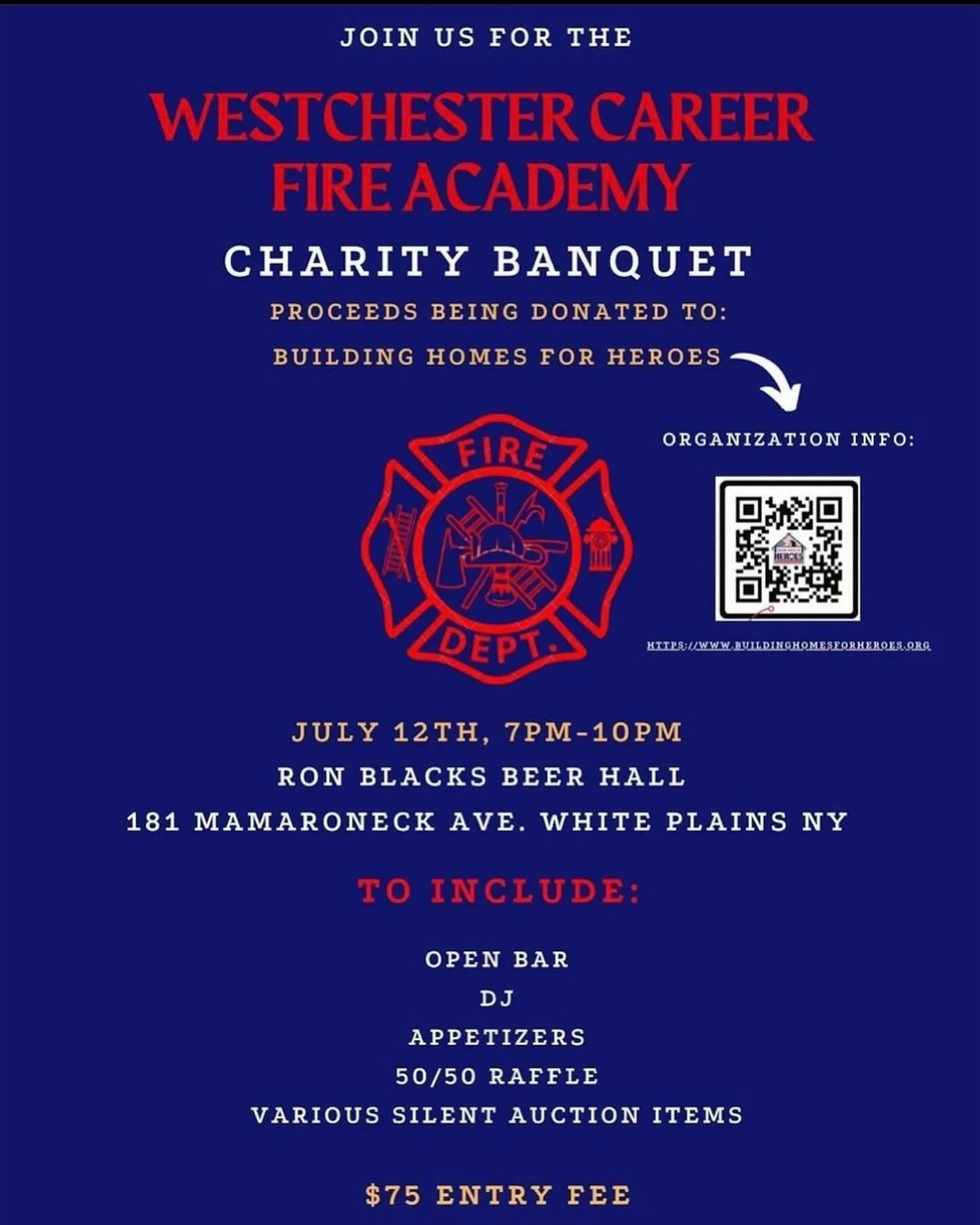 Come out July 12th to support the Westchester Career Fire Academy class fundraiser.