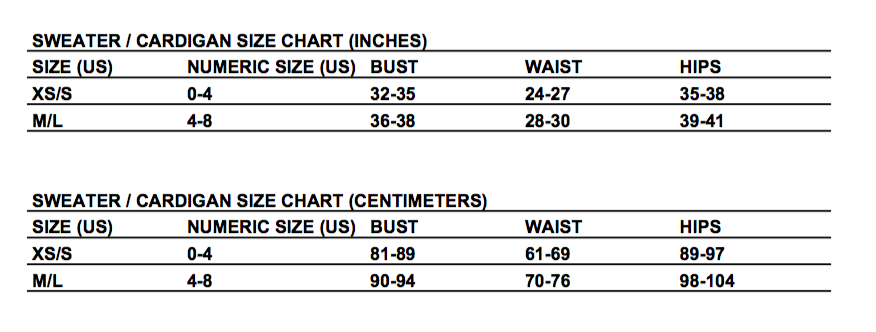 Swim And Sweat Size Chart