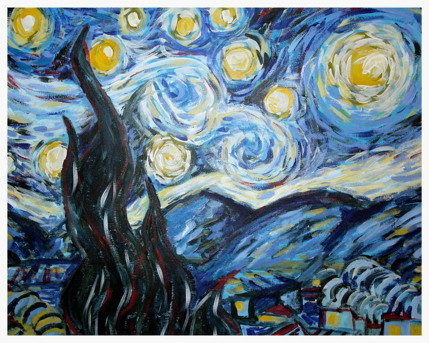 &nbsp; &nbsp; Imitation Van Gogh Starry Night that anyone can do! I can show you!