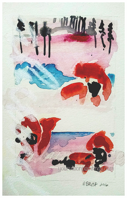 "Red Abundance/Sun Flowers" 2016,&nbsp;mixed media on paper, 11x7