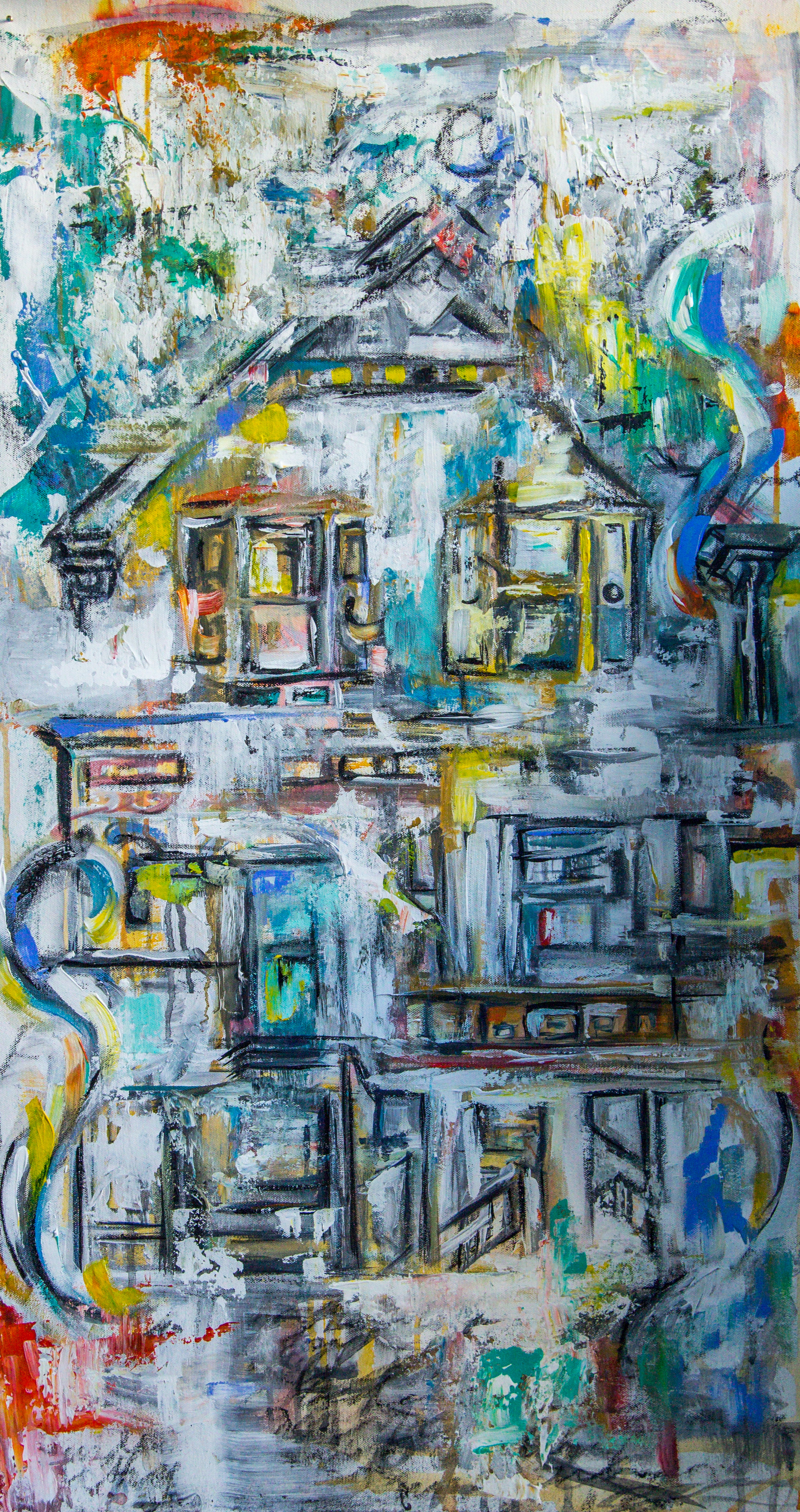 2nd and Balboa. 2016. oil, acrylic, charcoal on canvas