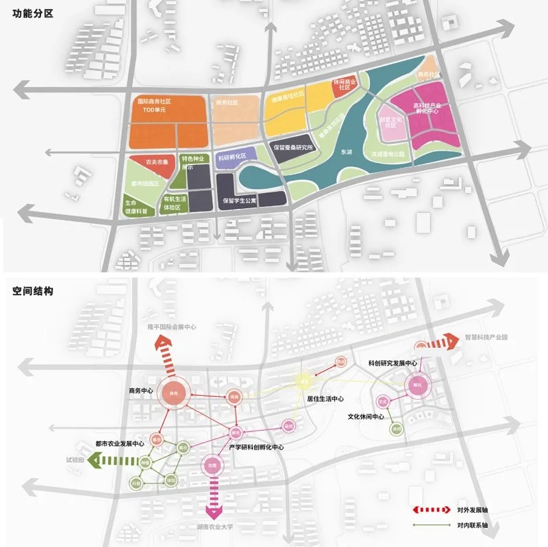 绿野弥城，智“汇”湖畔——隆平片区核心区城市设计；基于生态低碳理念下的产学研一体化城市设计