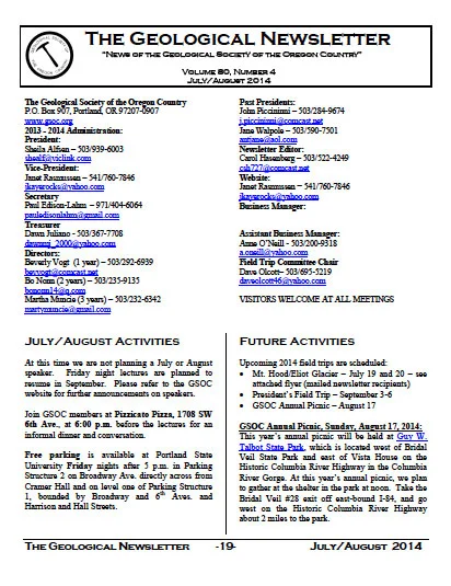 News of the Geological Society January - February 