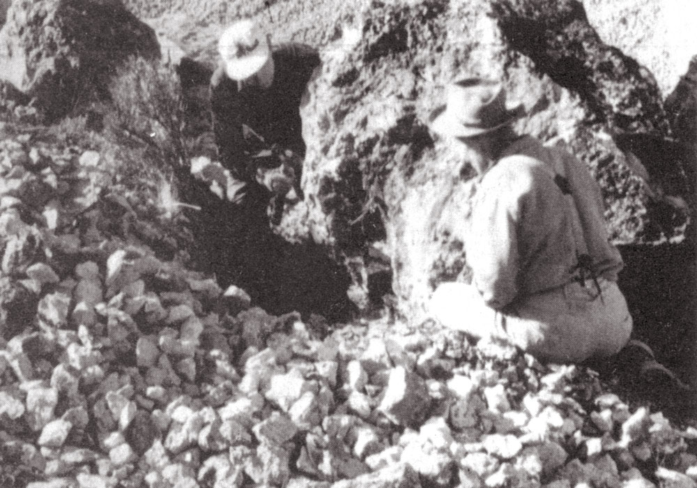 Tom Bones (Left) and Lon H ancock at work at the Clarno Nut Beds.