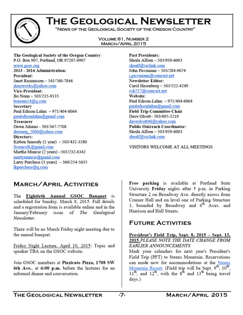 March/April Newsletter Now is Online