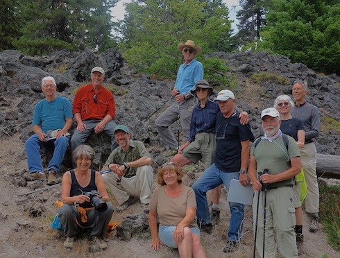 A group photo of everyone but me, since I was taking the picture. Aren't they a handsome group? (Left to right seated: Larry, Mark, Julia, Paul, Dawn; standing: Doug, Ellen & Bo, Dennis, Rebekah & Eric.)