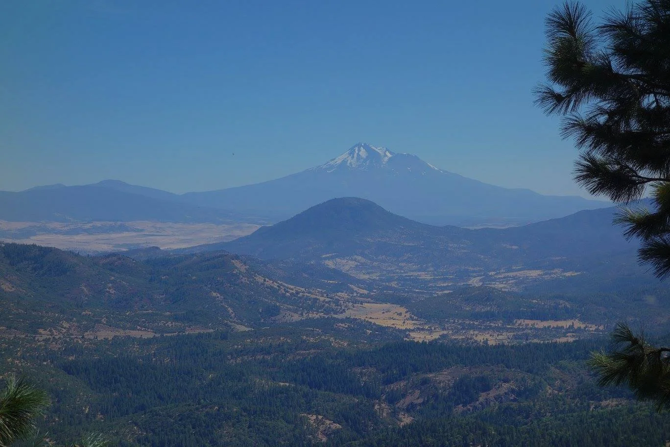 Some of the group left after the cave tour to return to Portland. A hardy bunch continued south to Mount Ashland, where we had this view south of Mount Shasta.