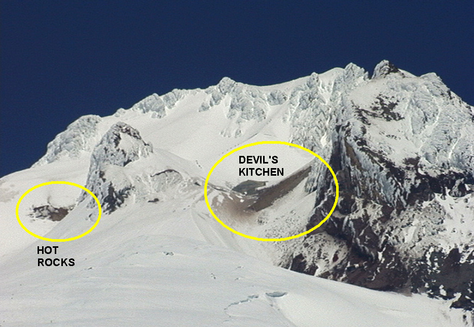 Mt. Hood — hot areas near Crater Rock