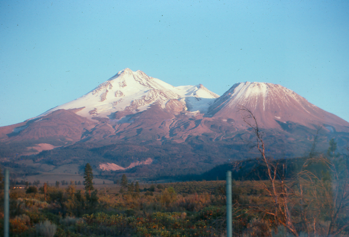 Mt. Shasta — view from the freeway. Shastina is the peak on the right.