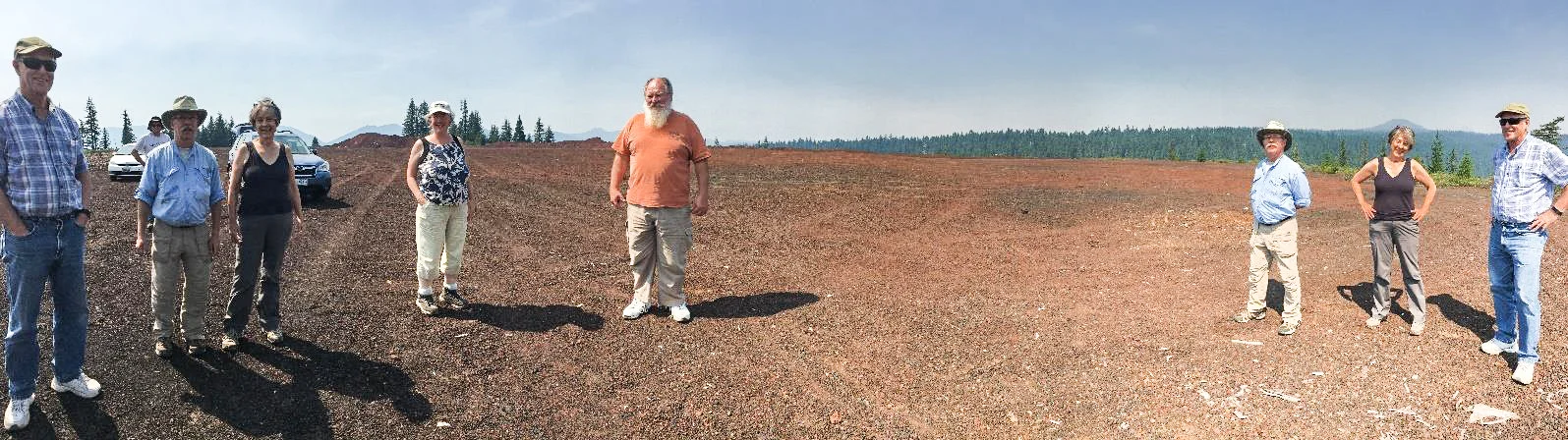 GSOC members Charlie, Julia, and Mark perform a little hocus pocus in the taking of this panorama shot at Little Nash Crater.