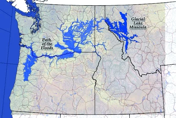 Flood waters from Glacial lake missoula emptied into the columbia drainage and backed up into the willamette valley.