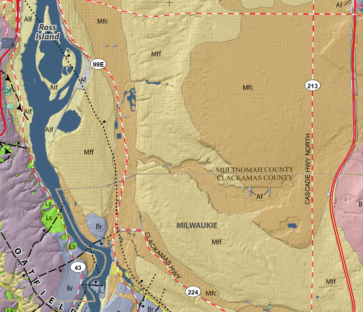 johnson creek makes a sharp left south at the dry channel.