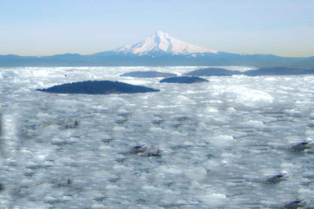 Missoula floods covered East Portland to a depth of 150 meters.