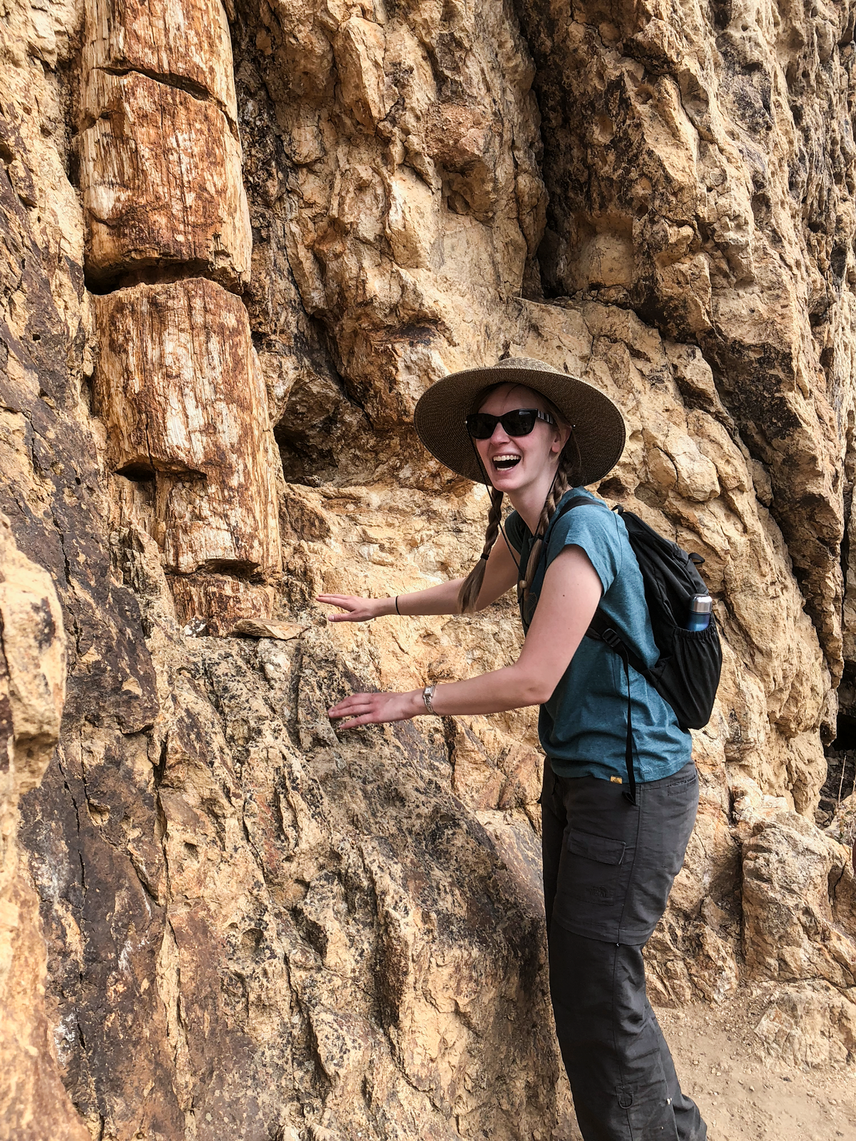RCA Star Ambassador Kelsey Yocum enjoys some geology at the Hancock Tree. Photo by Paul.