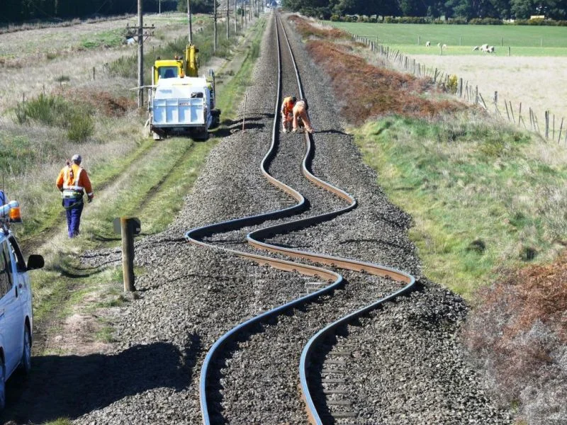 Typical track deformation due to ground surface motion in an earthquake.