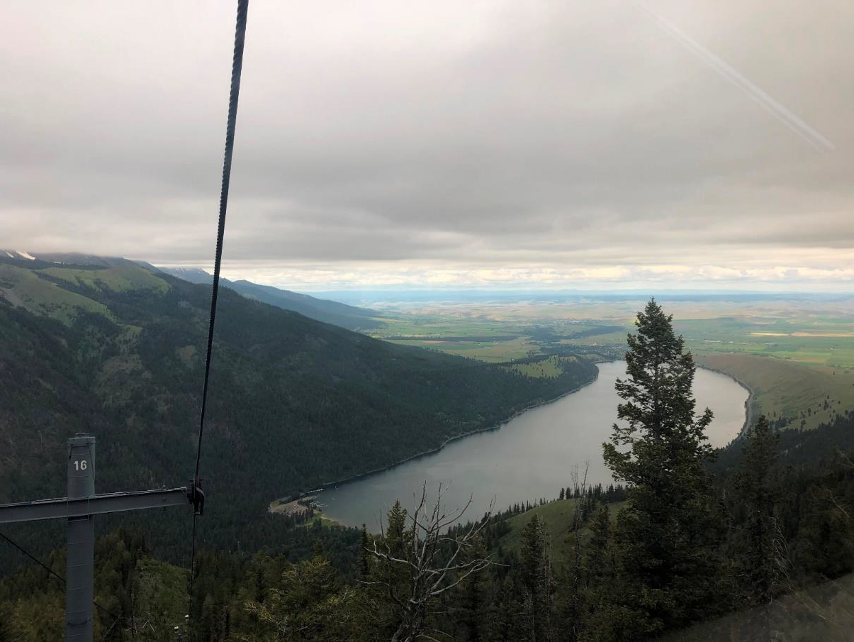 Coming down, the clouds were even lower, but one could see the front of the Wallowa Mountains as defined by the Wallowa Fault.