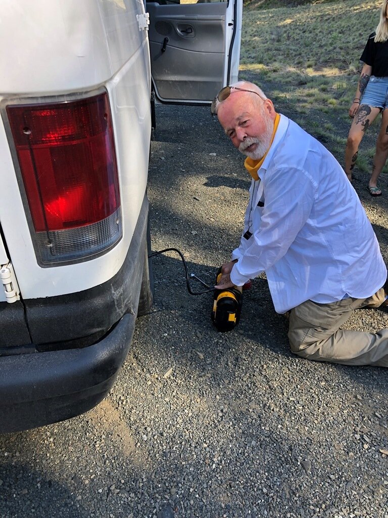  Denny gets to try out his portable tire compressor 
