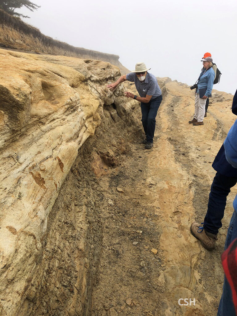  John explaining some of the clues to the direction of flow which emplaced these sediments. 