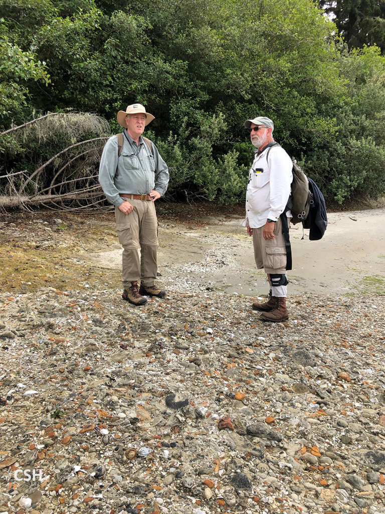  Frank Hladky and Dave confer on the beach at Fossil Point. 