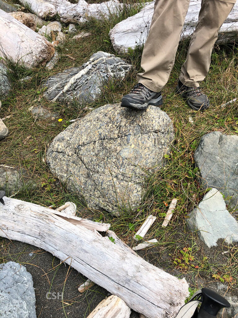  This conglomerate boulder is dense and completely cemented after being exposed to high pressure. 