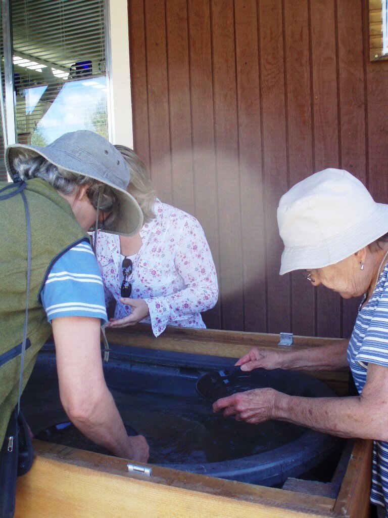  Bev and I pan for gold in Sumpter Valley, 2008. 