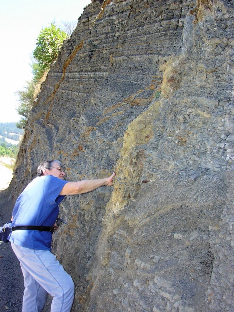  Bev examines the Elkton Formation, 2003. 