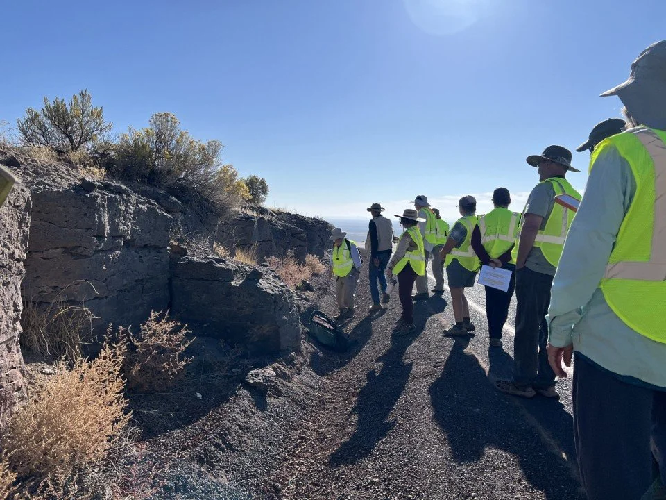  The group assembles up top at the basalt flow. 
